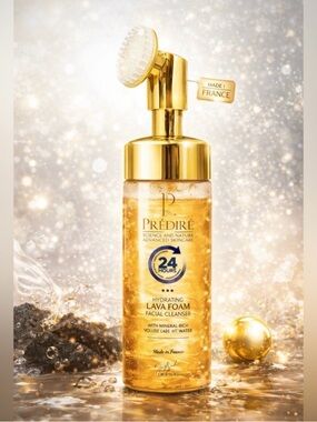 Predire Gold Lava Facial Cleansing Foam w/Silicone Scrub Brush ~ Retails $145